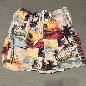 Colorful Tropical Print Swim Shorts